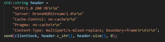 Código demonstrando como cada cliente recebe um streaming de video.