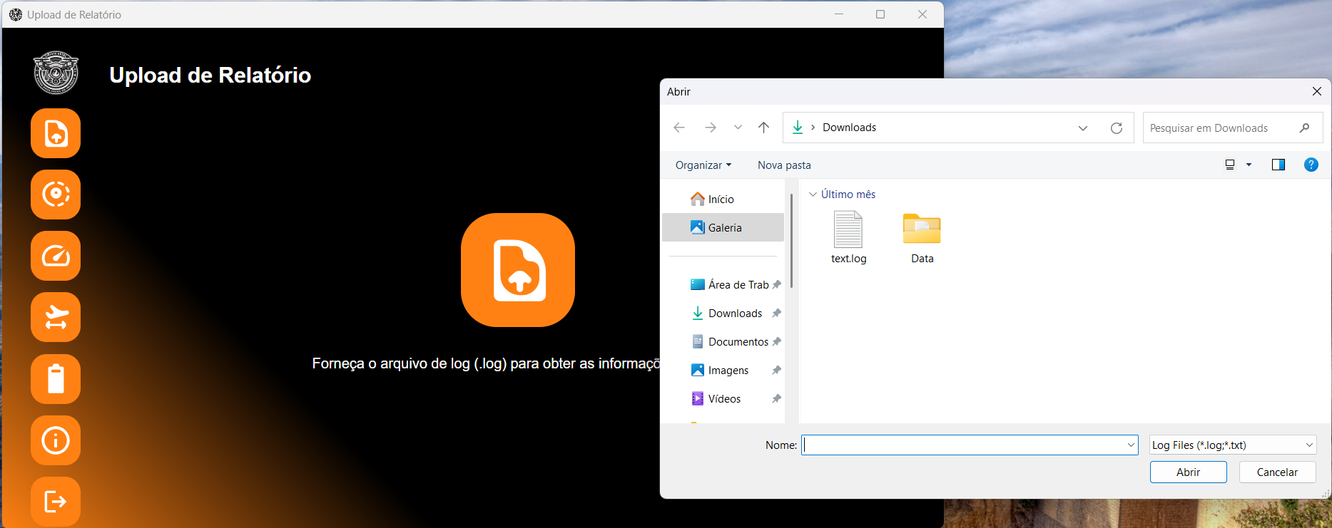 Página inicial do pós voo.